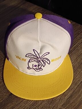 Cayler & Sons "Vacay Mode" Snapback Hat - White/Purple/Yellow - Skull Palm Tree
